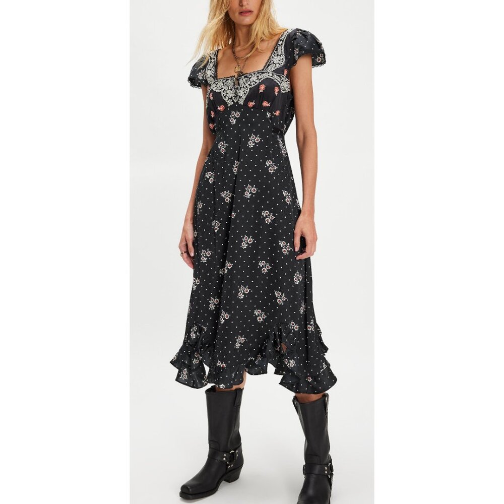 NWT FREE PEOPLE Haven Midi Dress / Black Combo